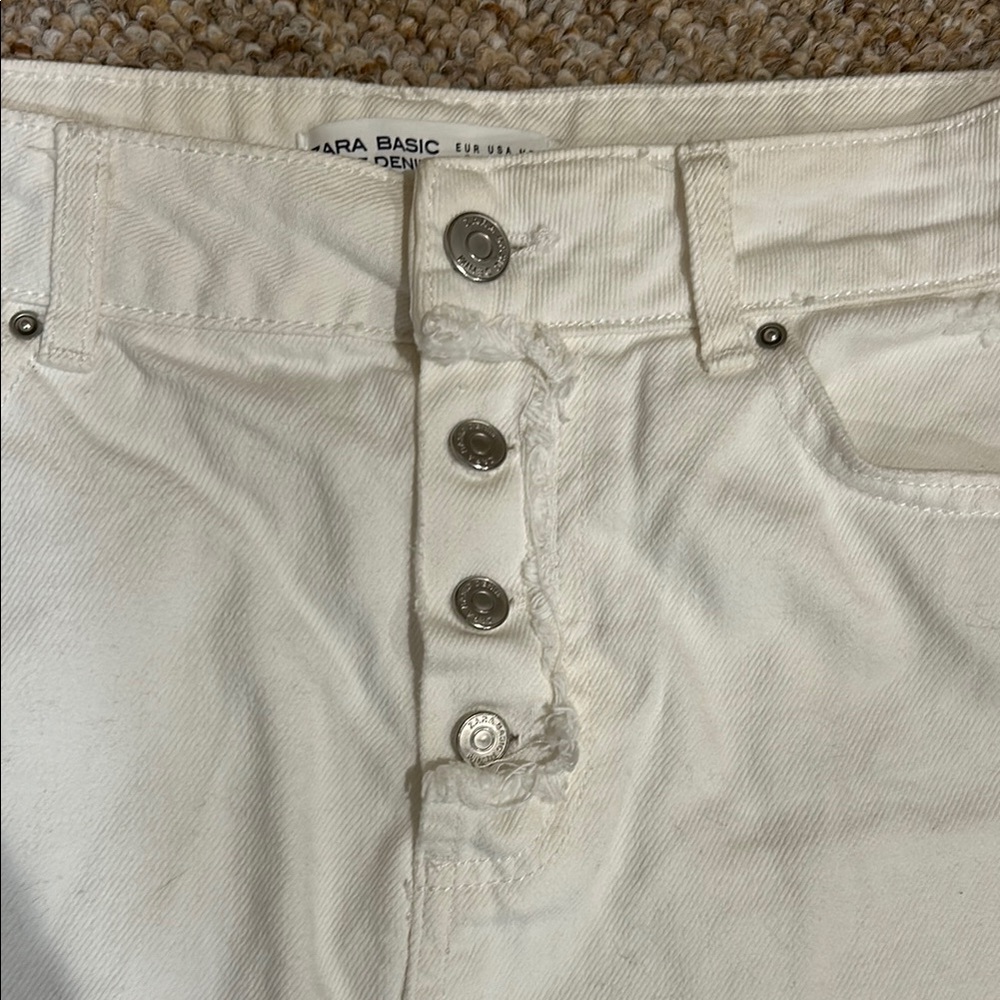 White Zara Denim Mini Skirt Small - Picture 2 of 13